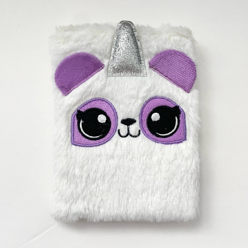 Girls White Fuzzy Unicorn Plush Notebook For Magical Adventures, - Great…